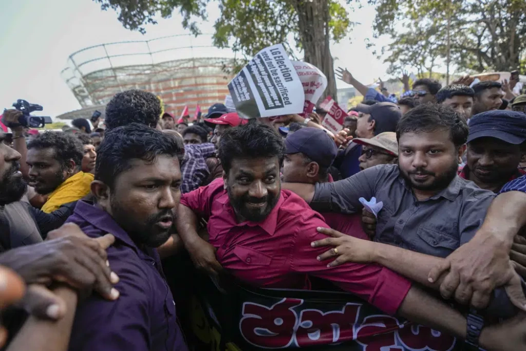 Sri Lanka police fire tear gas at election protest