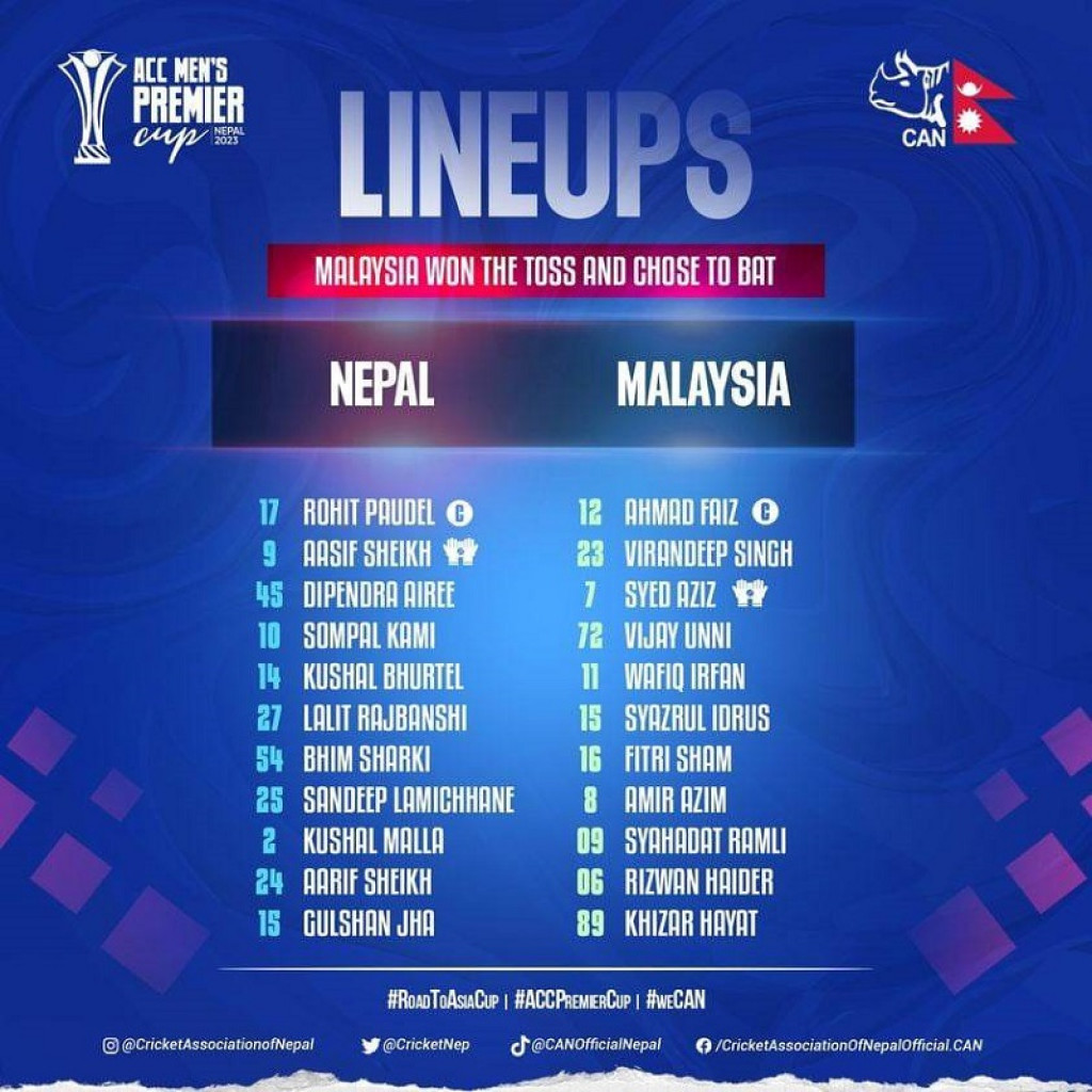 ACC Premier Cup Match lineup and toss update Nepalnews