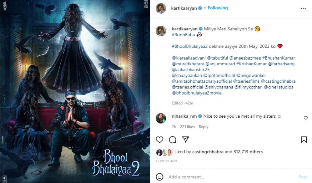 Bhool Bhulaiyaa 2': Kartik Aaryan Introduces To His 'Saheliyan' In The  Latest Poster