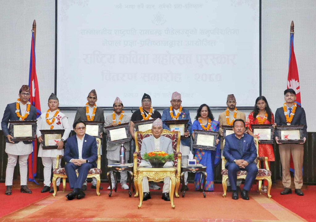 President Paudel honours best ten poets | Nepalnews