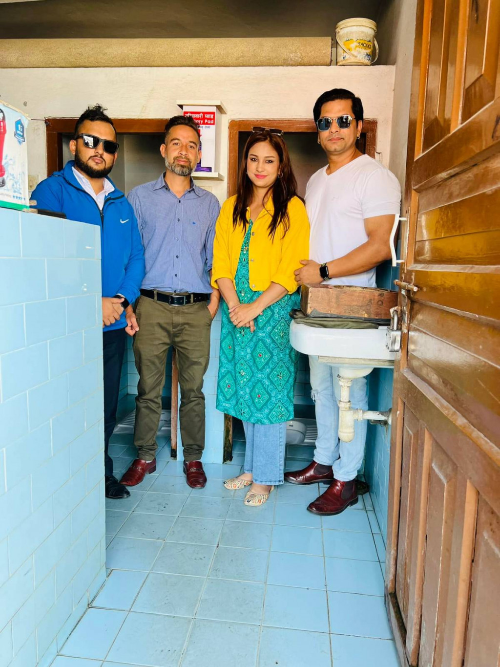 Actors Sabin Shrestha and Anu Shah distribute free sanitary pads ...